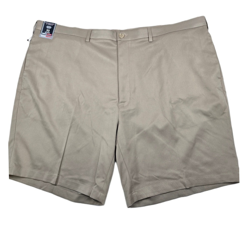 Roundtree & Yorke Shorts Mens 50 Khaki Tan Stretch TravelSmart Big Man NEW‎